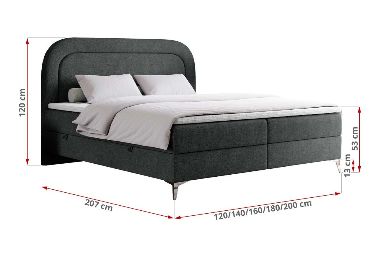 Łóżko kontynentalne EIRA 200x200 - H3 - ciemnoszary, struktura