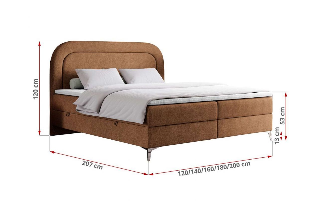 Łóżko kontynentalne EIRA 120x200 - H3 - pomarańczowy, struktura