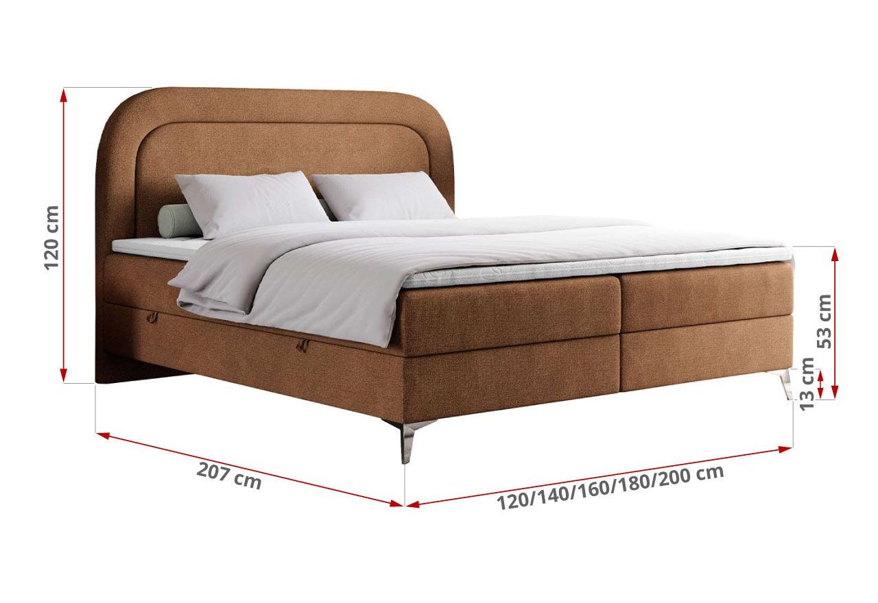 Łóżko kontynentalne EIRA 180x200 - H3 - pomarańczowy, struktura