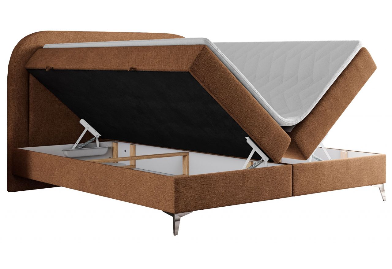 Łóżko kontynentalne EIRA 200x200 - H3 - pomarańczowy, struktura