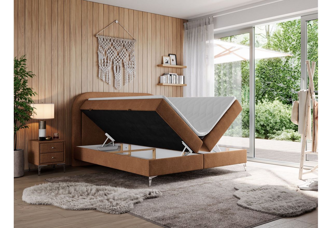 Łóżko kontynentalne EIRA 180x200 - H4 - pomarańczowy, struktura