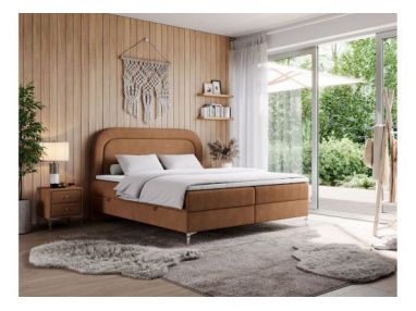 Łóżko kontynentalne EIRA 200x200 - H4 - pomarańczowy, struktura