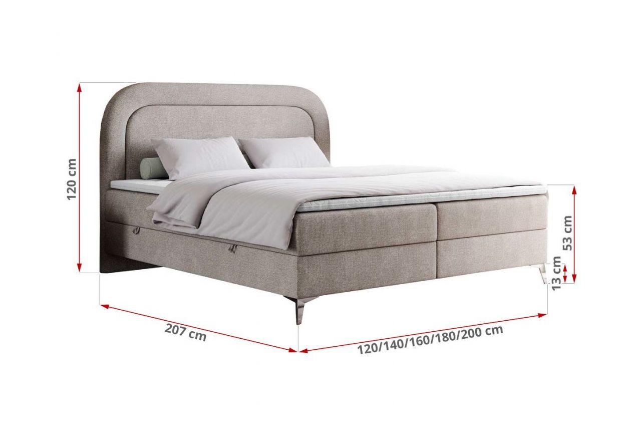 Łóżko kontynentalne EIRA 120x200 - H3 - beżowy, struktura