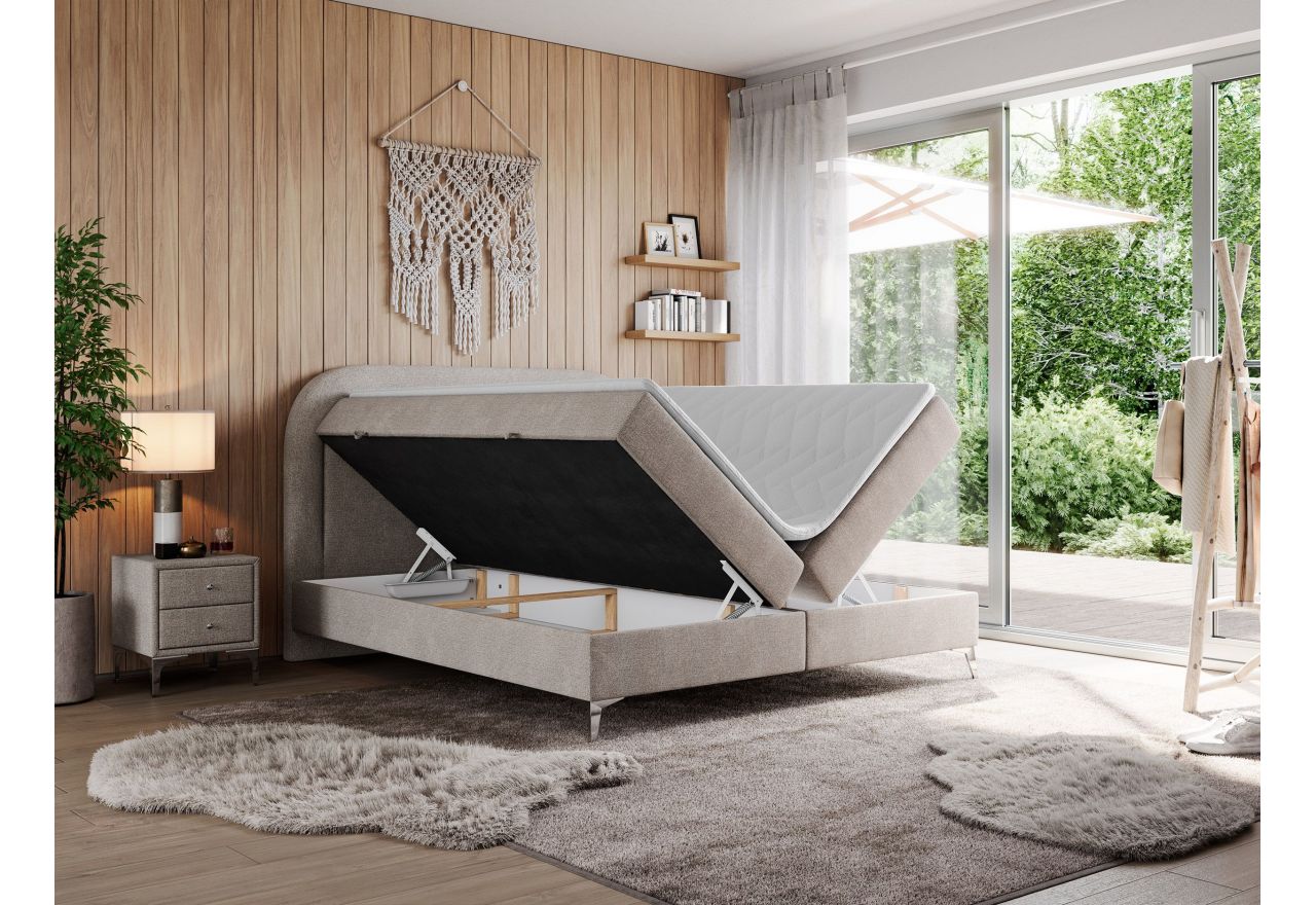 Łóżko kontynentalne EIRA 180x200 - H3 - beżowy, struktura