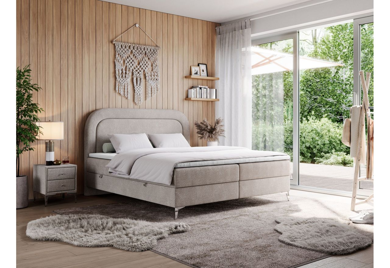 Łóżko kontynentalne EIRA 200x200 - H3 - beżowy, struktura