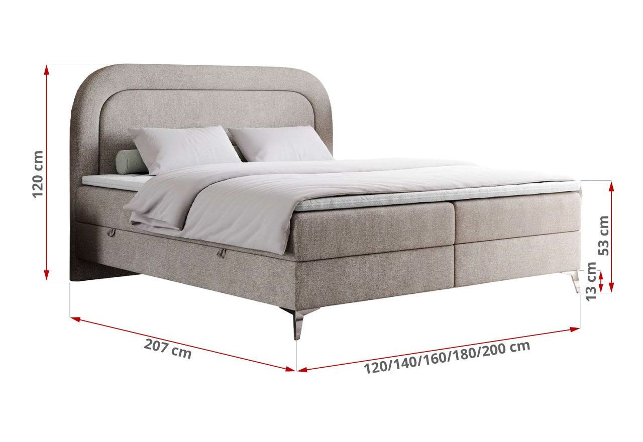 Łóżko kontynentalne EIRA 160x200 - H4 - beżowy, struktura
