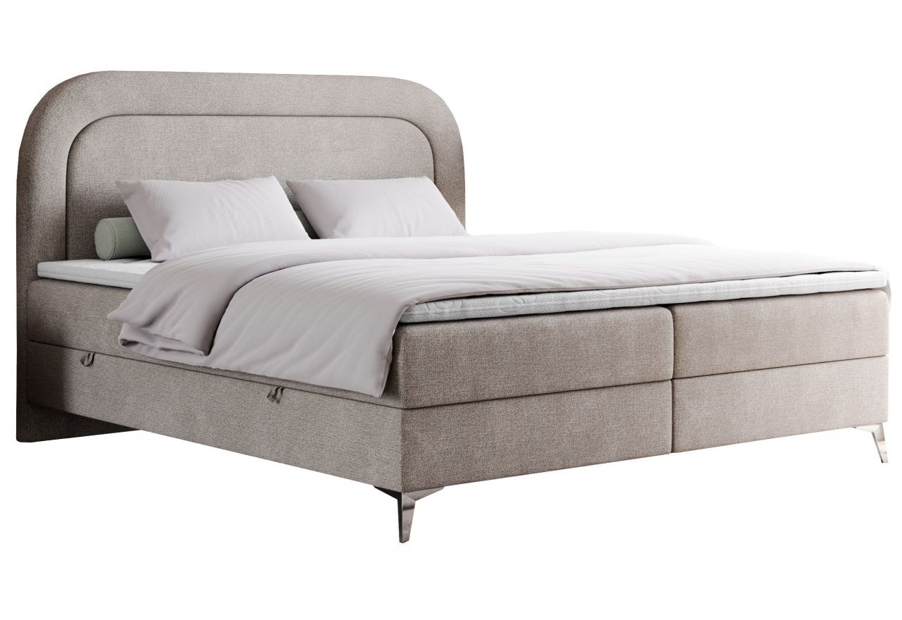 Łóżko kontynentalne EIRA 200x200 - H4 - beżowy, struktura