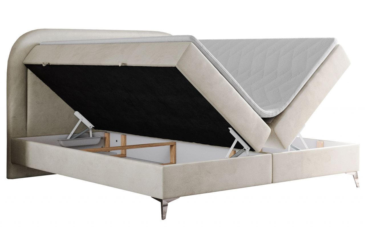 Łóżko kontynentalne EIRA 120x200 - H3 - beżowy, welwet