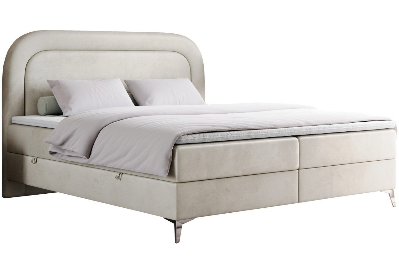 Łóżko kontynentalne EIRA 140x200 - H3 - beżowy, welwet