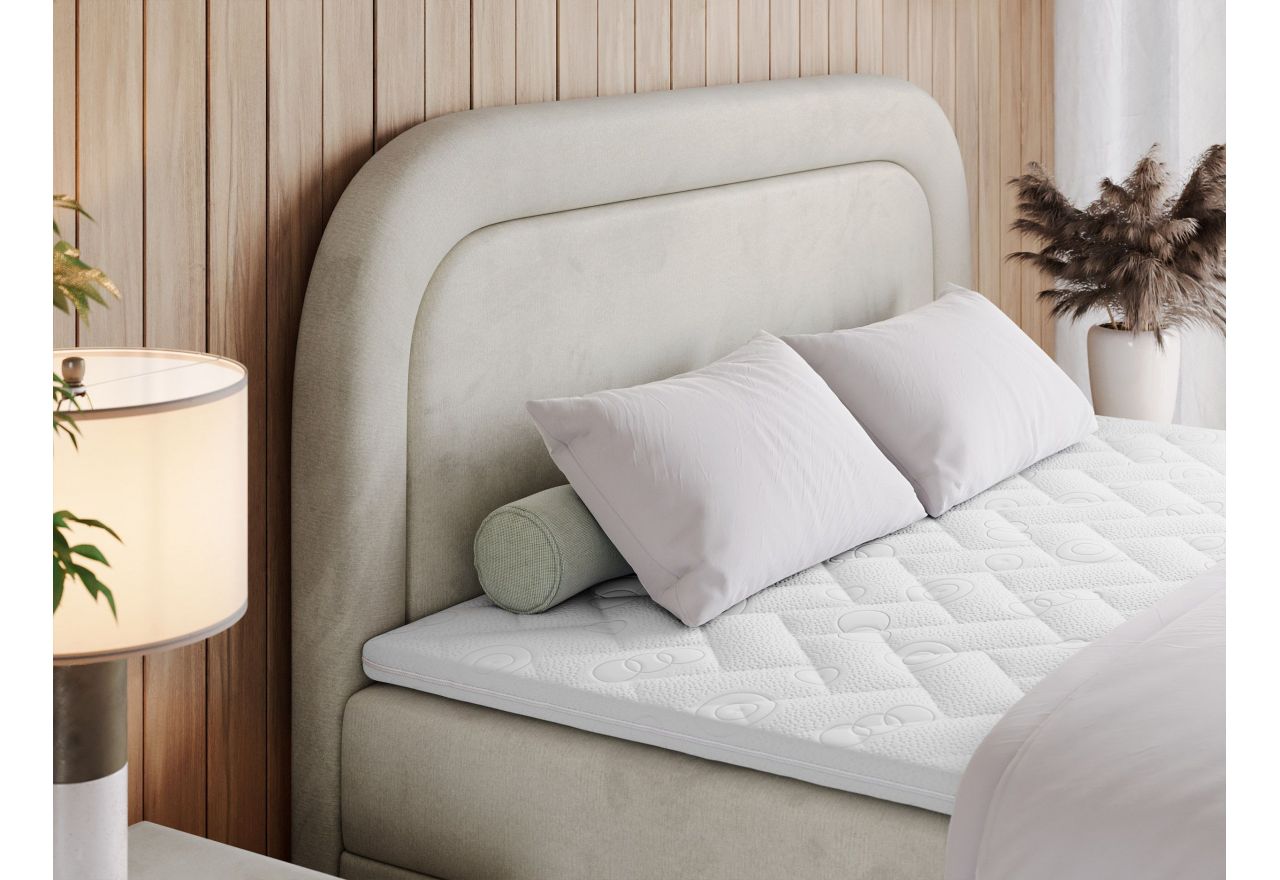 Łóżko kontynentalne EIRA 180x200 - H3 - beżowy, welwet