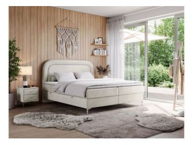 Łóżko kontynentalne EIRA 120x200 - H4 - beżowy, welwet