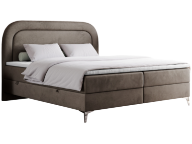 Łóżko kontynentalne EIRA 140x200 - H3 - brązowy, welwet