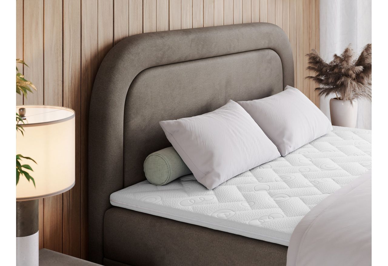 Łóżko kontynentalne EIRA 160x200 - H3 - brązowy, welwet