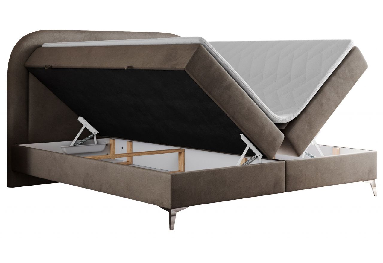 Łóżko kontynentalne EIRA 200x200 - H3 - brązowy, welwet