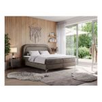 Łóżko kontynentalne EIRA 120x200 - H4 - brązowy, welwet