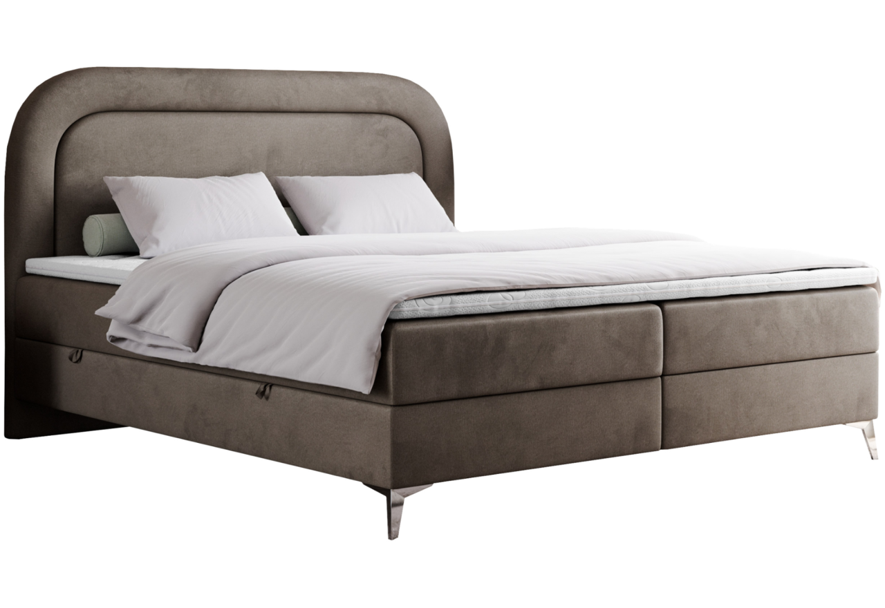 Łóżko kontynentalne EIRA 200x200 - H4 - brązowy, welwet