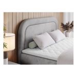 Łóżko kontynentalne EIRA 120x200 - H3 - jasnoszary, welwet