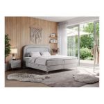 Łóżko kontynentalne EIRA 160x200 - H3 - jasnoszary, welwet