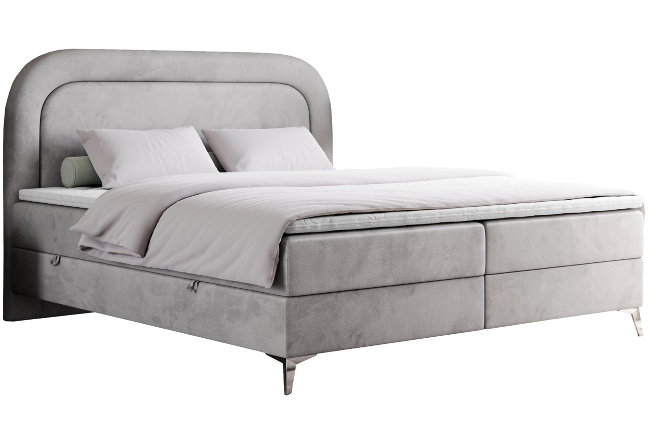 Łóżko kontynentalne EIRA 180x200 - H3 - jasnoszary, welwet