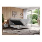 Łóżko kontynentalne EIRA 180x200 - H4 - jasnoszary, welwet