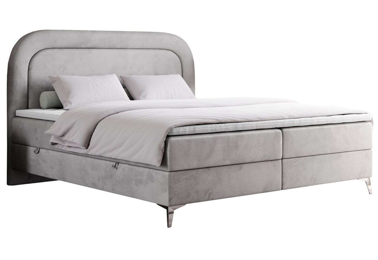 Łóżko kontynentalne EIRA 180x200 - H4 - jasnoszary, welwet