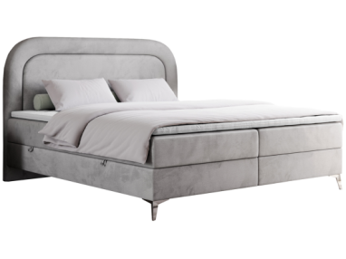 Łóżko kontynentalne EIRA 200x200 - H4 - jasnoszary, welwet