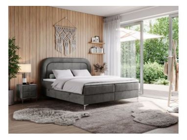 Łóżko kontynentalne EIRA 120x200 - H3 - ciemnoszary, welwet