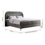 Łóżko kontynentalne EIRA 200x200 - H3 - ciemnoszary, welwet