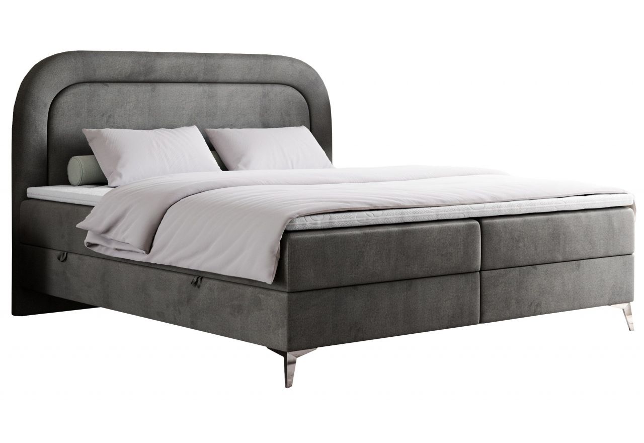 Łóżko kontynentalne EIRA 200x200 - H3 - ciemnoszary, welwet
