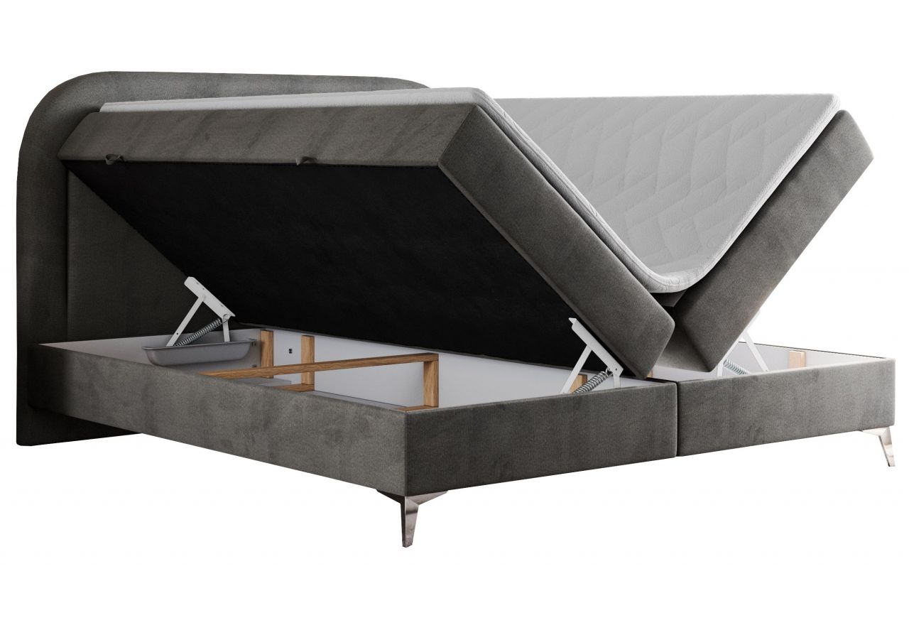 Łóżko kontynentalne EIRA 200x200 - H3 - ciemnoszary, welwet