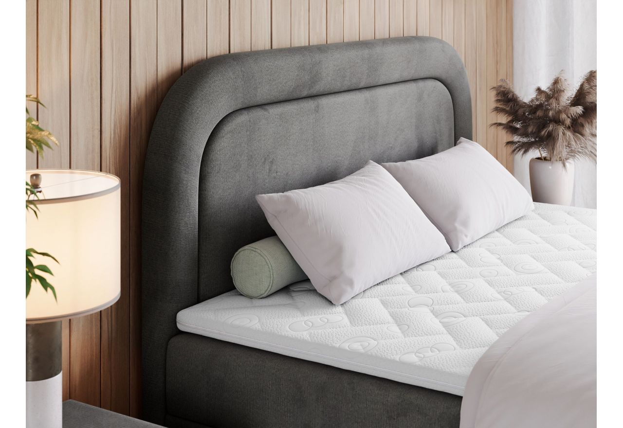 Łóżko kontynentalne EIRA 160x200 - H4 - ciemnoszary, welwet