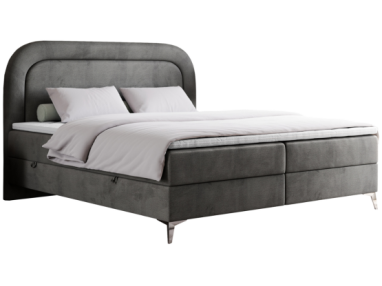 Łóżko kontynentalne EIRA 200x200 - H4 - ciemnoszary, welwet