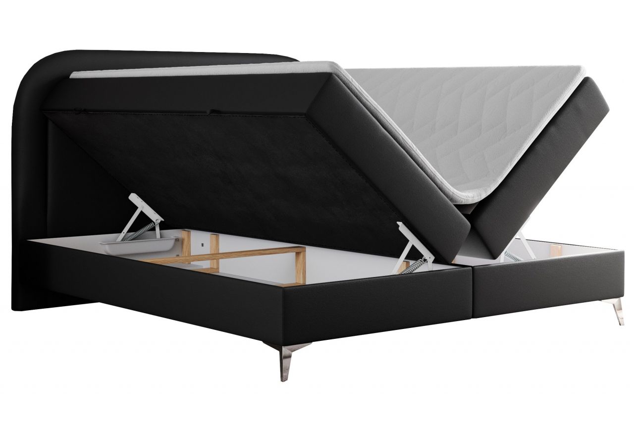 Łóżko kontynentalne EIRA 200x200 - H3 - czarny, ekoskóra