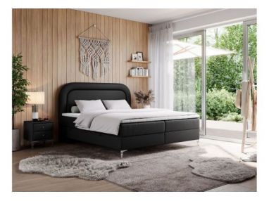 Łóżko kontynentalne EIRA 160x200 - H4 - czarny, ekoskóra