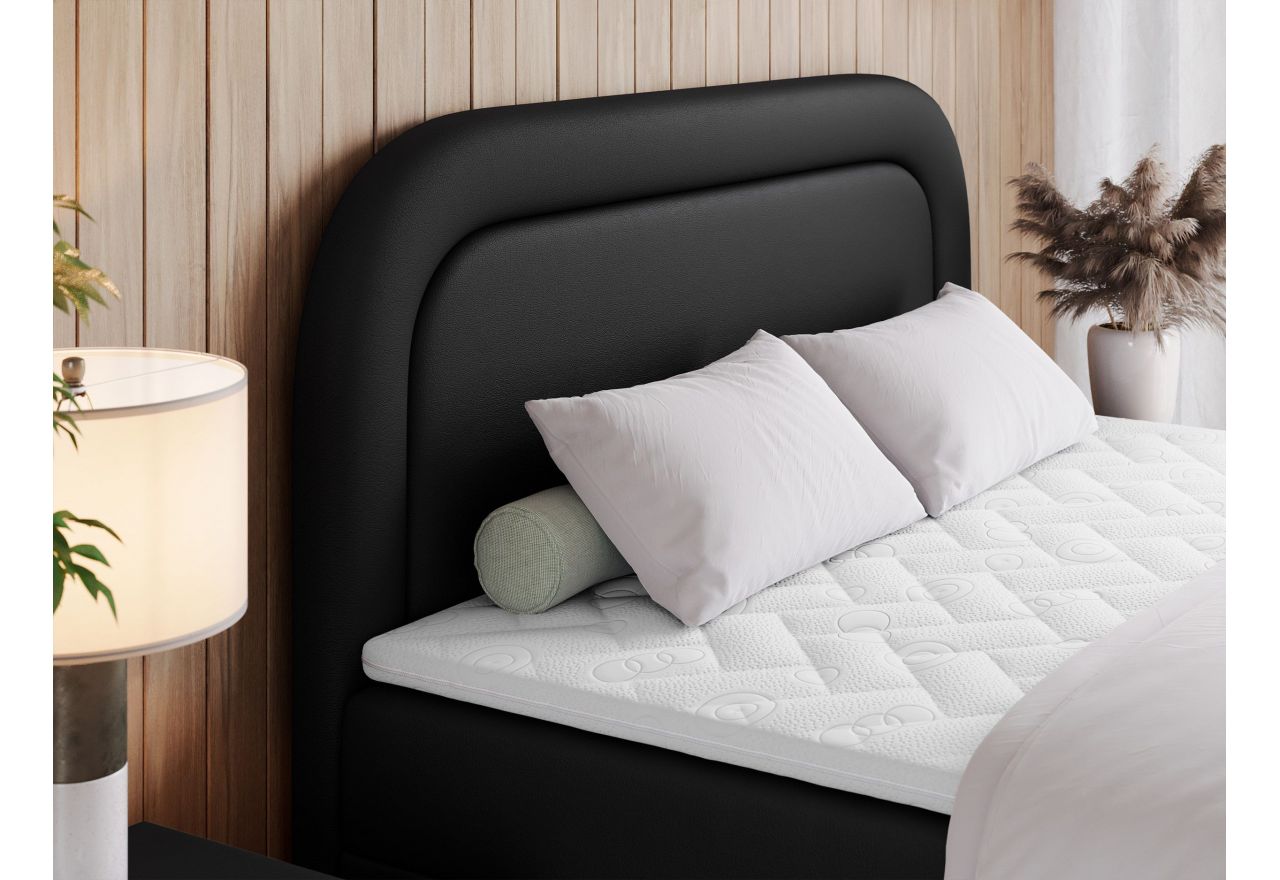 Łóżko kontynentalne EIRA 180x200 - H4 - czarny, ekoskóra