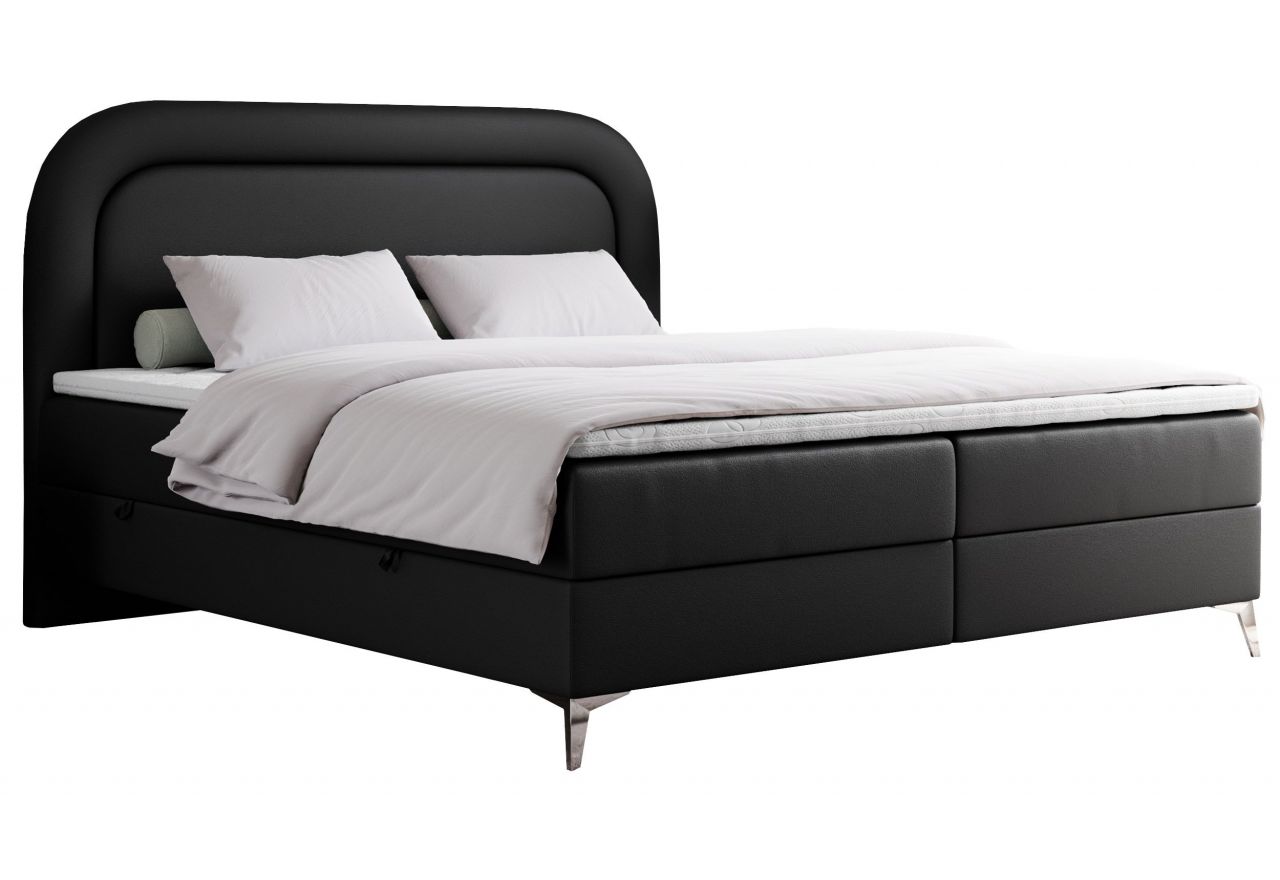 Łóżko kontynentalne EIRA 180x200 - H4 - czarny, ekoskóra