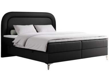 Łóżko kontynentalne EIRA 200x200 - H4 - czarny, ekoskóra