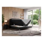 Łóżko kontynentalne EIRA 200x200 - H4 - czarny, ekoskóra