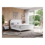 Łóżko kontynentalne EIRA 140x200 - H3 - biały, ekoskóra