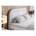 Łóżko kontynentalne EIRA 140x200 - H3 - biały, ekoskóra