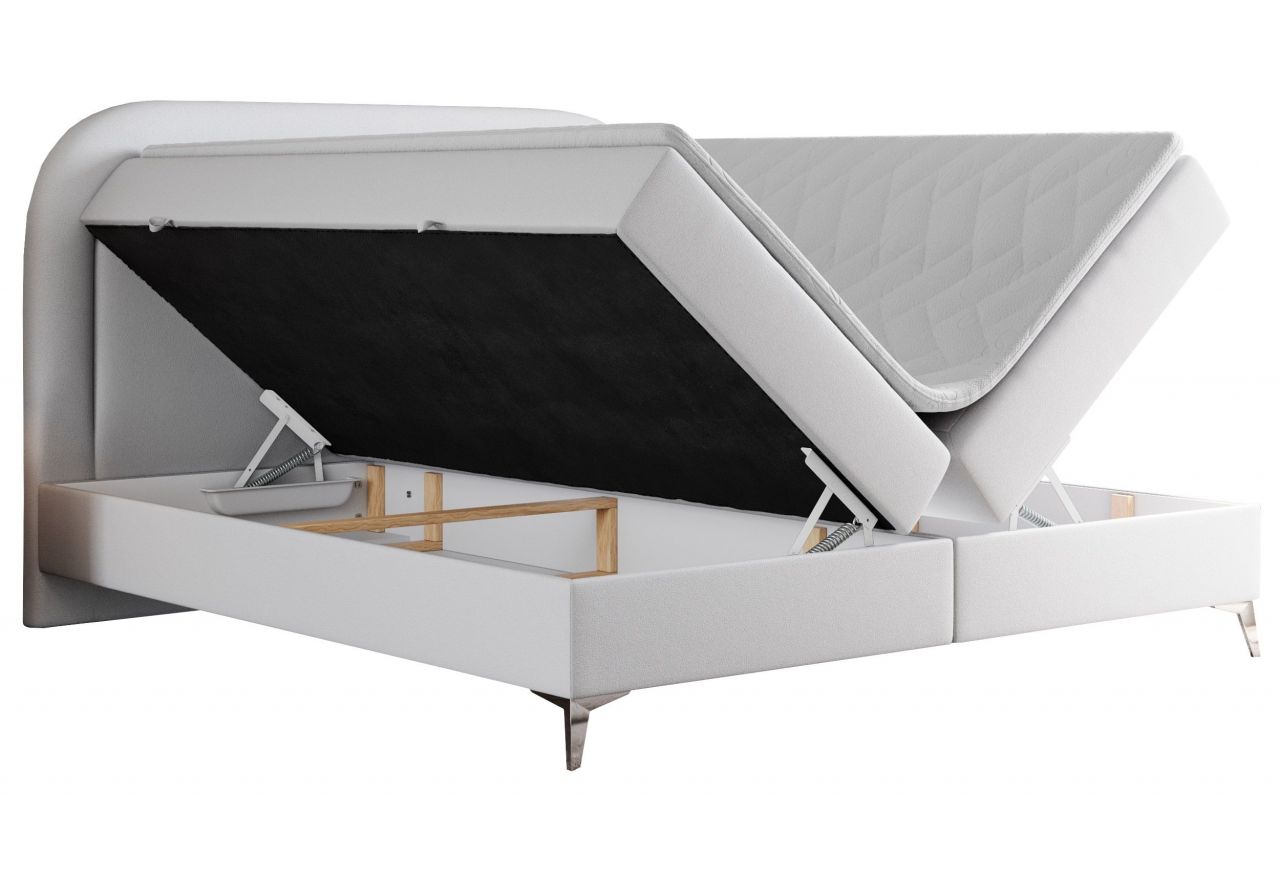 Łóżko kontynentalne EIRA 160x200 - H4 - biały, ekoskóra