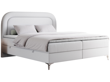 Łóżko kontynentalne EIRA 180x200 - H4 - biały, ekoskóra