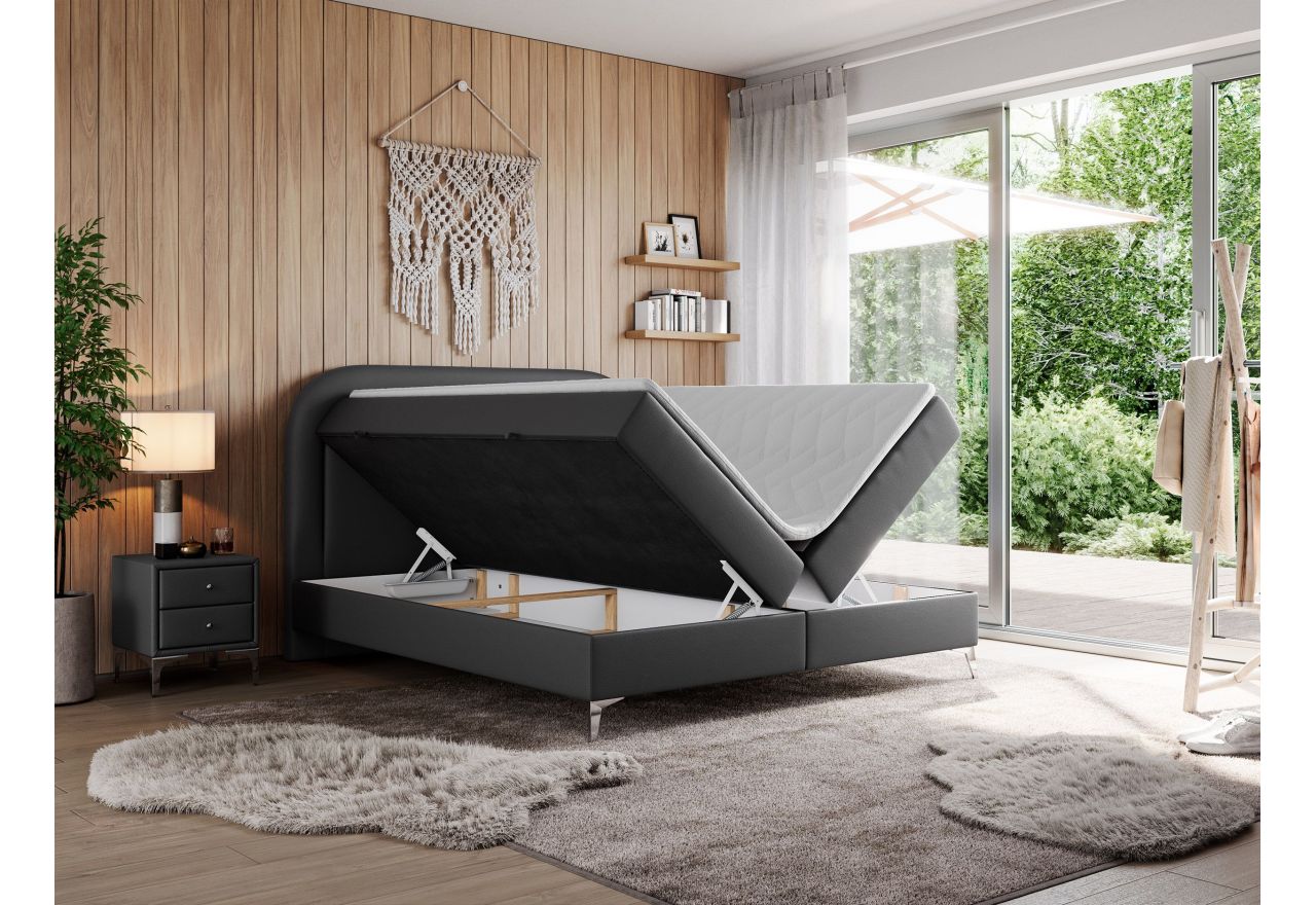 Łóżko kontynentalne EIRA 180x200 - H3 - ciemnoszary, ekoskóra