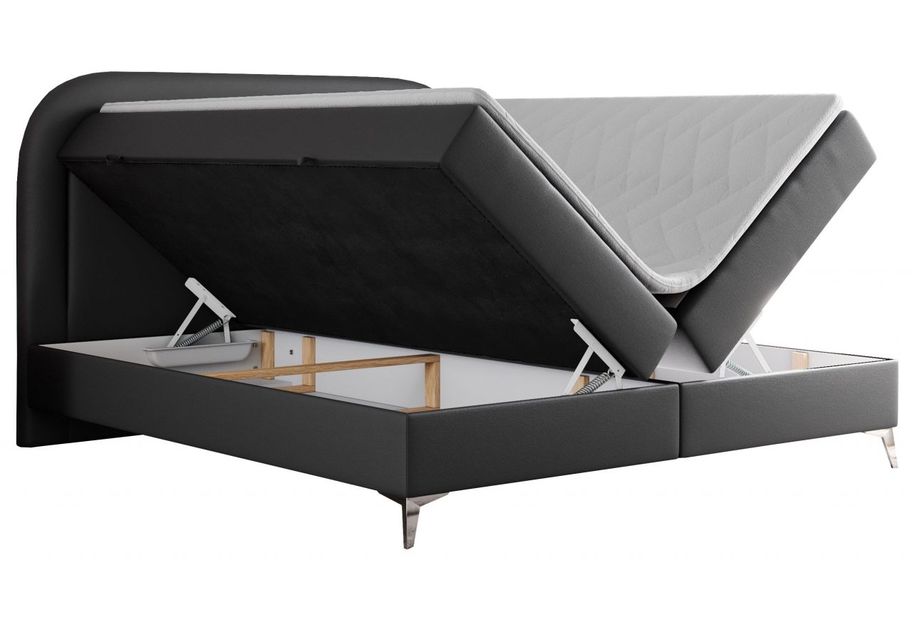 Łóżko kontynentalne EIRA 200x200 - H3 - ciemnoszary, ekoskóra