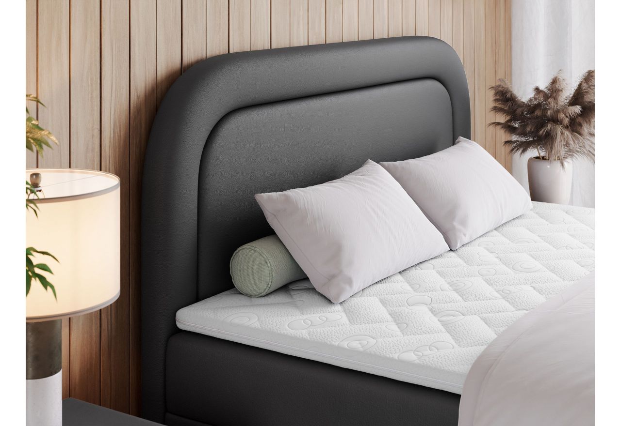 Łóżko kontynentalne EIRA 160x200 - H4 - ciemnoszary, ekoskóra