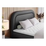 Łóżko kontynentalne EIRA 180x200 - H4 - ciemnoszary, ekoskóra