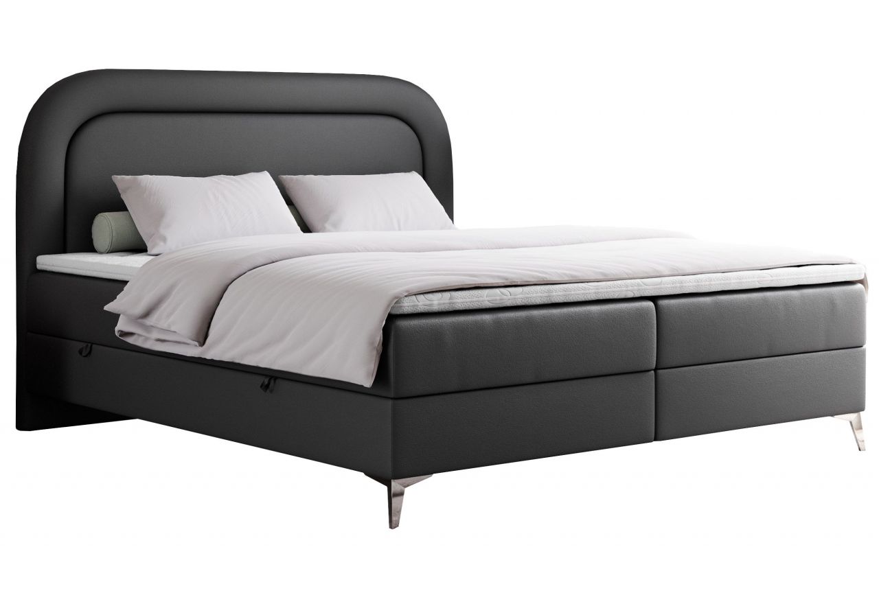 Łóżko kontynentalne EIRA 200x200 - H4 - ciemnoszary, ekoskóra