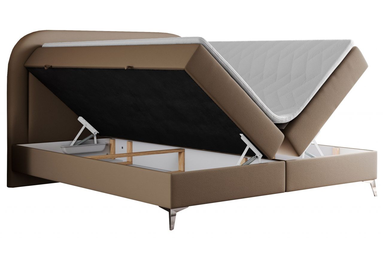 Łóżko kontynentalne EIRA 120x200 - H3 - brązowy, ekoskóra