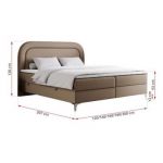 Łóżko kontynentalne EIRA 140x200 - H3 - brązowy, ekoskóra