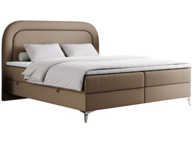 Łóżko kontynentalne EIRA 200x200 - H3 - brązowy, ekoskóra